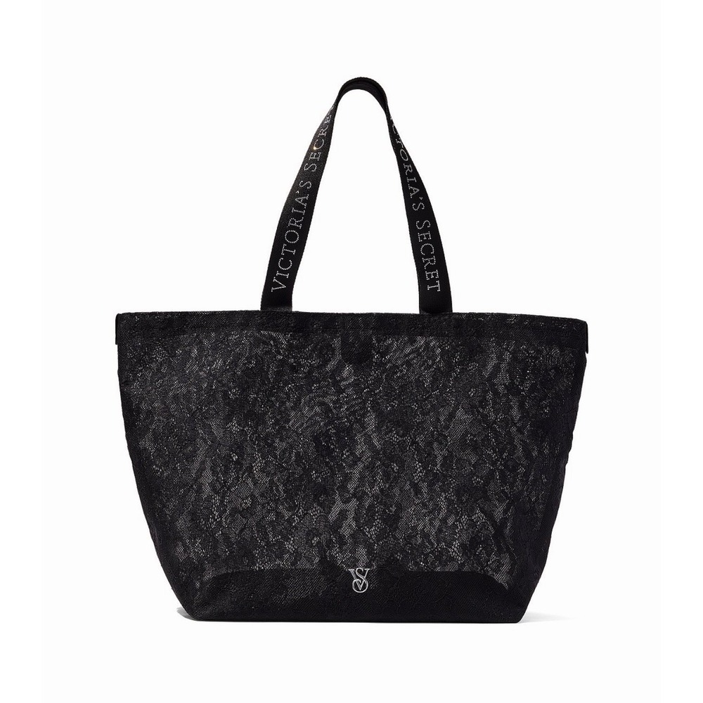 New Black Lace Victoria's Secret Tote Bag Purse Back 2 School Beach Vacation